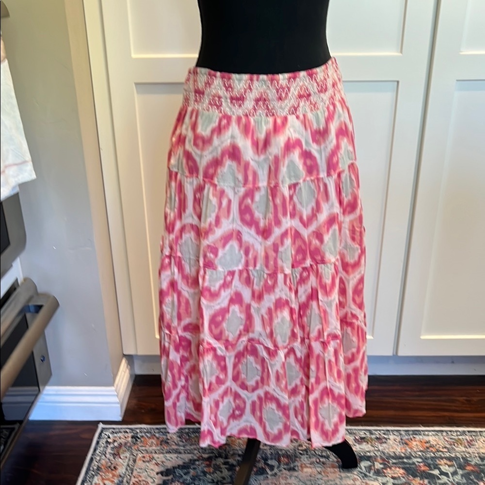 Old Navy Pink and Gray A-Line Skirt M